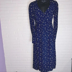Madison & Berkeley Navy Blue Floral Spring Midi Dress, Women’s Size Small